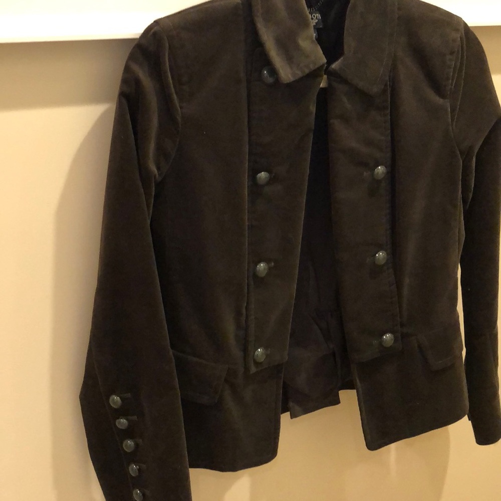 Talbots dark green velvet blazer jacket sz 6p